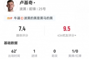 盧基奇本場3射2正進(jìn)1球 13丟失球權(quán)+3解圍+13對抗10成功 獲7.4分配圖