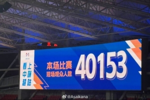 三鎮(zhèn)0-0津門(mén)虎，共40153人現(xiàn)場(chǎng)觀(guān)戰(zhàn)創(chuàng)造三鎮(zhèn)主場(chǎng)觀(guān)戰(zhàn)人數(shù)新高配圖